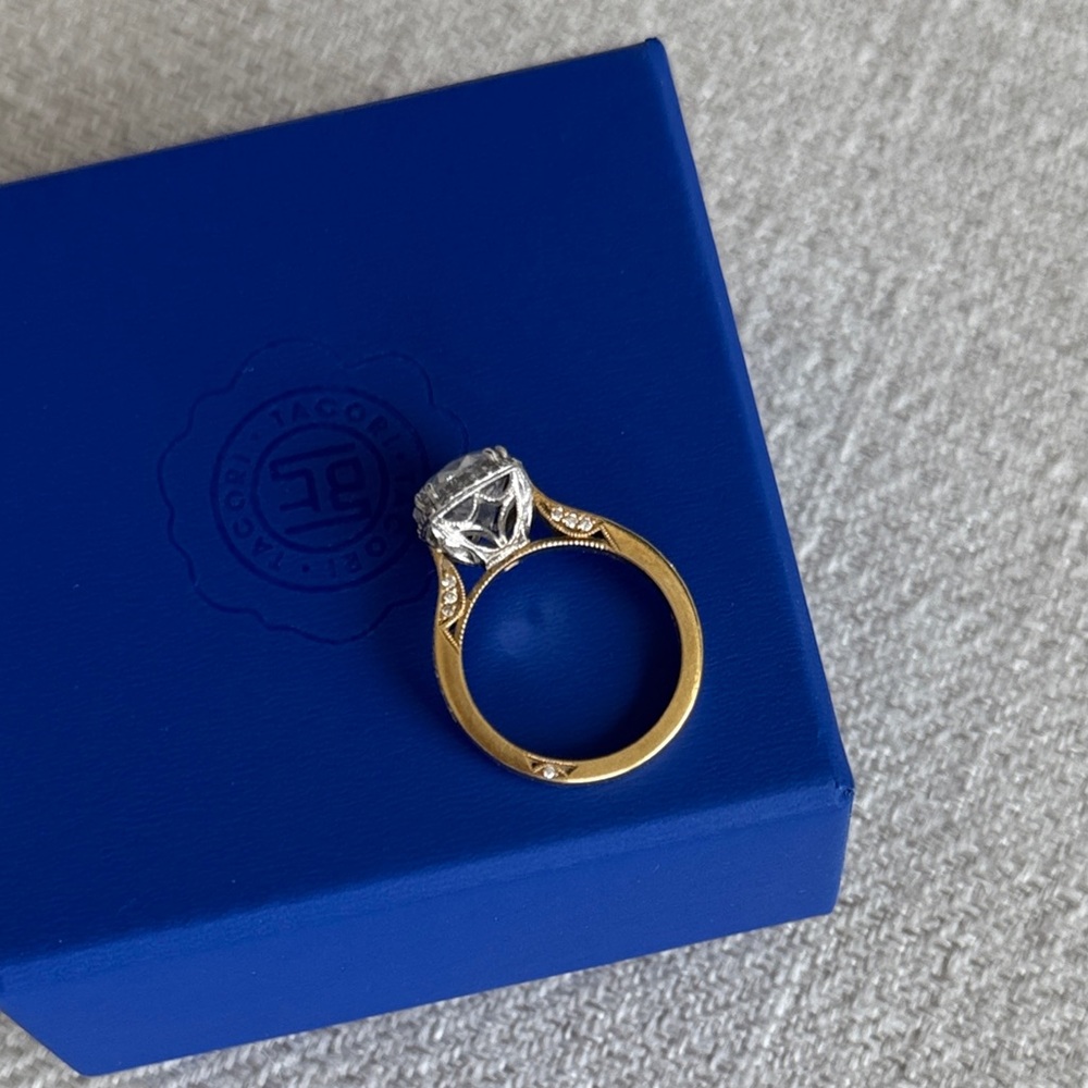 Tacori 18 kYellow gold Engagement Ring with Diamonds and bloom in platinum - Picture 3 of 5